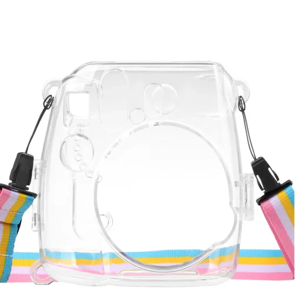 Fujifilm instax mini 8 Clear Instant Camera Case with Pastel Rainbow Strap